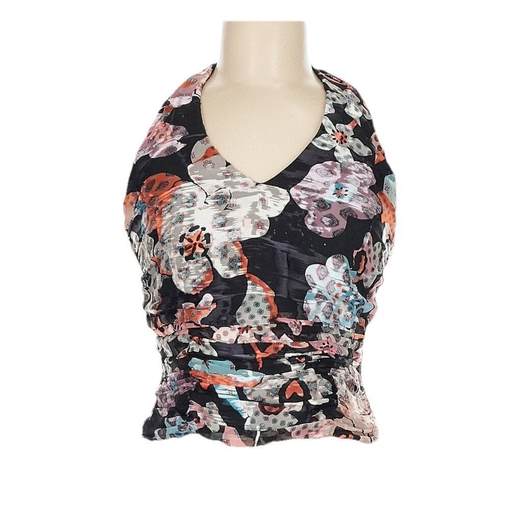 Ralph Lauren Collection Purple Label Halter Top Floral Blouse Tank Vintage 2000s